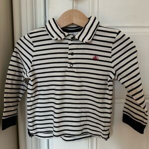 Petit Bateau Striped Navy and White Kids Shirt